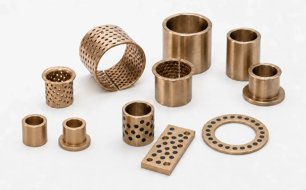 Brass plumbing fittings and bronze bushings produced by casting