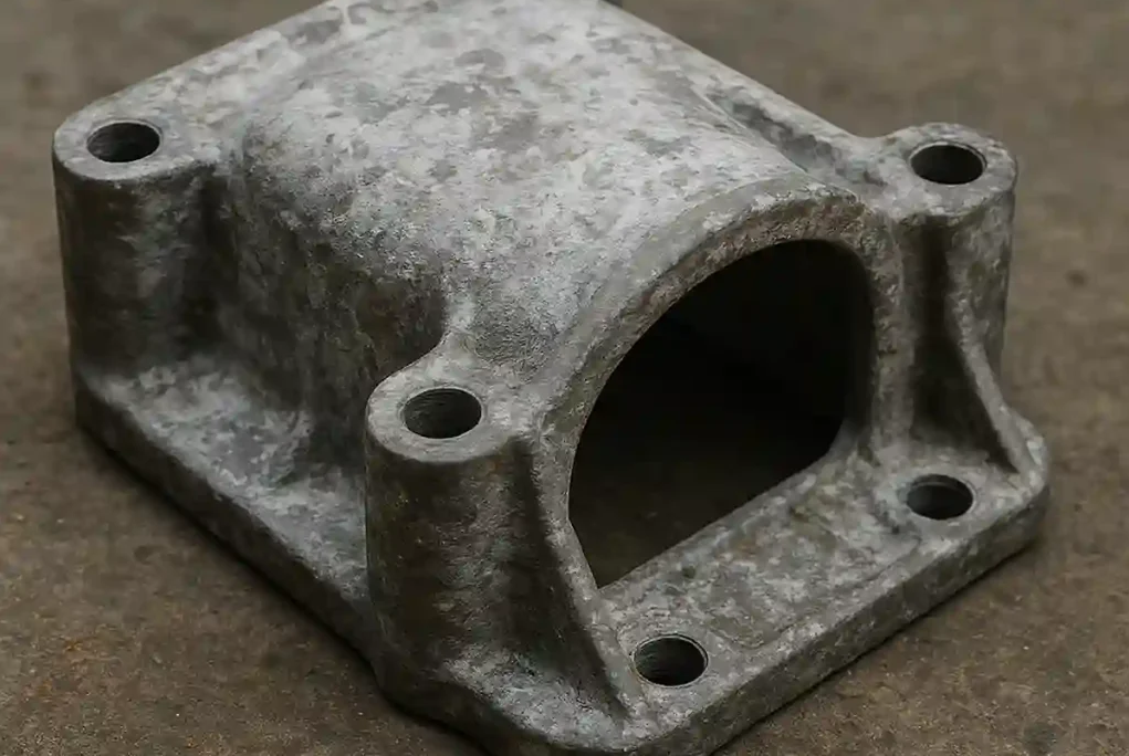corroded aluminum surface with pits and white powder